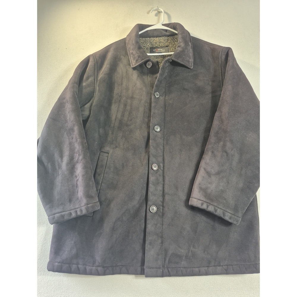 Axcess Men Liz Claiborne Faux Suede Jacket Size XL‎ Sherpa Lined Brown Vintage